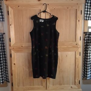 Carolina Colours black cube printed linen blend jumper dress size 16